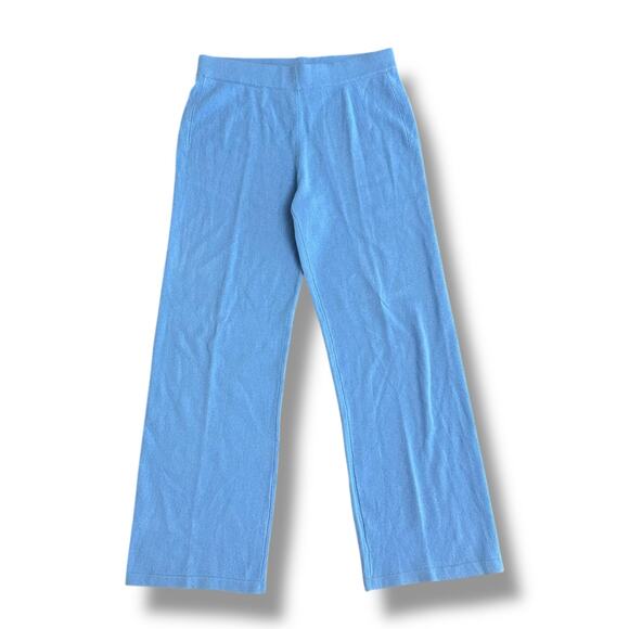 Neiman Marcus 100% Cashmere Lounge Pants Blue Medium Quiet Luxury Soft Knit - Picture 1 of 8